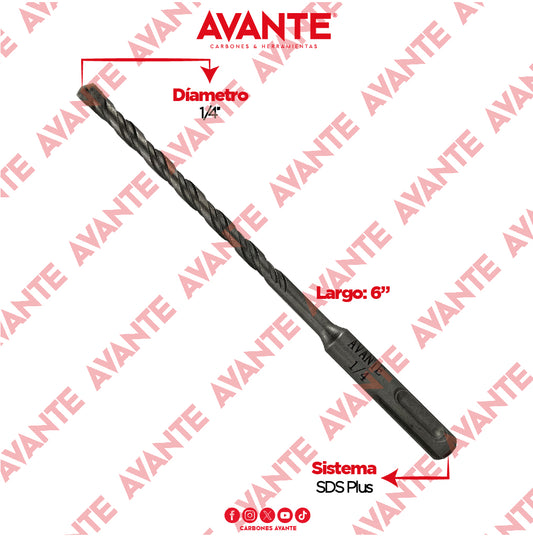 Broca Avante Profesional SDS Plus Para Concreto 1/4" x 6" - 1 Pieza