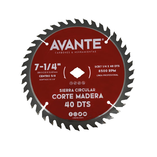 Sierra Circular Avante Corte Madera Centro Rombo 7-1/4" 40 Dientes - 1 Pieza