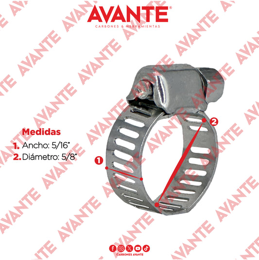 Abrazadera Sin Fin Avante Acero Galvanizado 5/16" a 5/8" - Paquete 100 Piezas