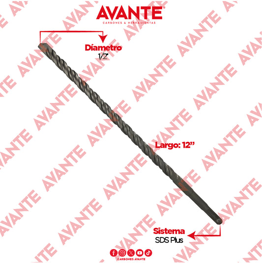 Broca Avante Profesional SDS Plus Para Concreto 1/2" x 12" - 1 Pieza