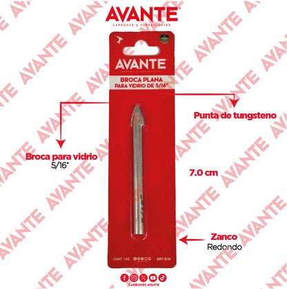 Broca Avante Para Vidrio y Cerámica 5/16" Punta de Carburo - 1 Pieza