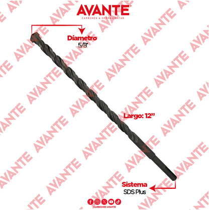 Broca Avante Profesional SDS Plus Para Concreto 5/8" x 12" - 1 Pieza