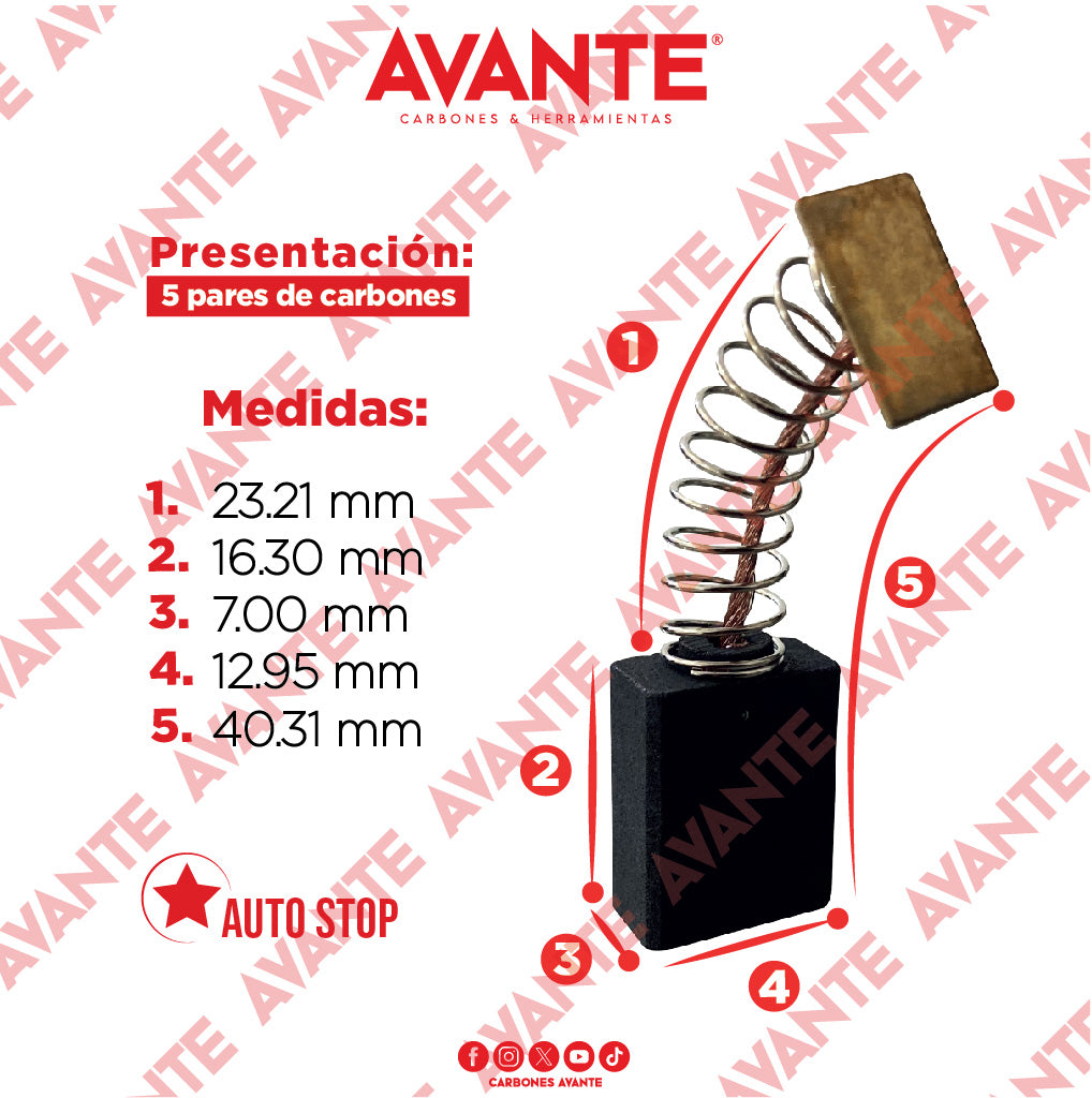 Carbones Avante Para Sierra Circular TRUPER (CAP-53)- Paquete 5 Pares