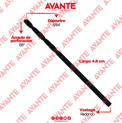 Broca Avante Alta Velocidad Acero M2 HSS 5/64" - Paquete 10 Piezas