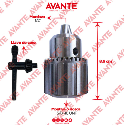 Broquero Industrial Avante Uso Rudo Con Llave 1/2" x 5/8"-16 UNF (1.0-13) - 1 Pieza