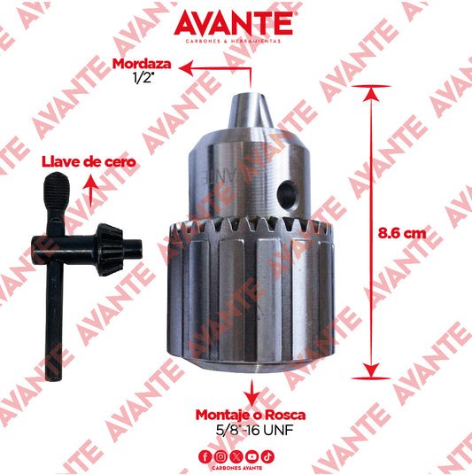 Broquero Industrial Avante Uso Rudo Con Llave 1/2" x 5/8"-16 UNF (1.0-13) - 1 Pieza