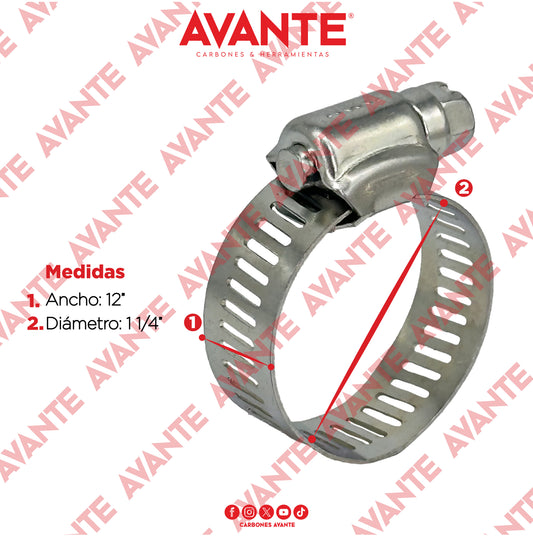 Abrazadera Sin Fin Avante Acero Galvanizado 1/2" a 1 1/4" - Paquete 100 Piezas