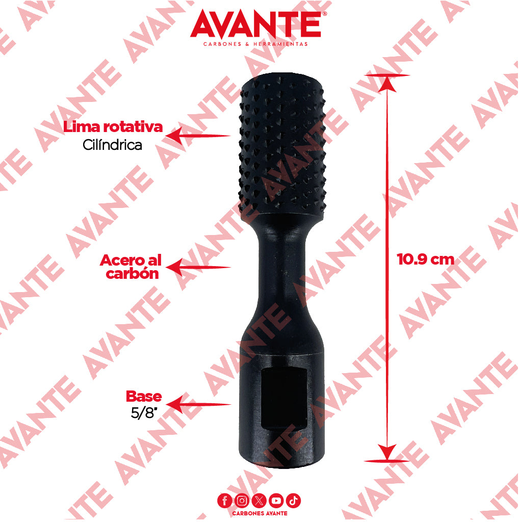 Lima Rotativa Cilíndrica Avante Para Madera De Acero Al Carbón (CS) Rosca De 5/8 - 1 Pieza