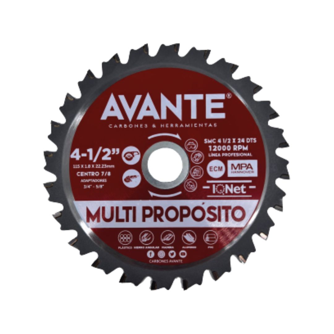 Sierra Avante Multi Propósito / Corte Plástico, Aluminio y Madera 4-1/2" 24 Dientes - 1 Pieza