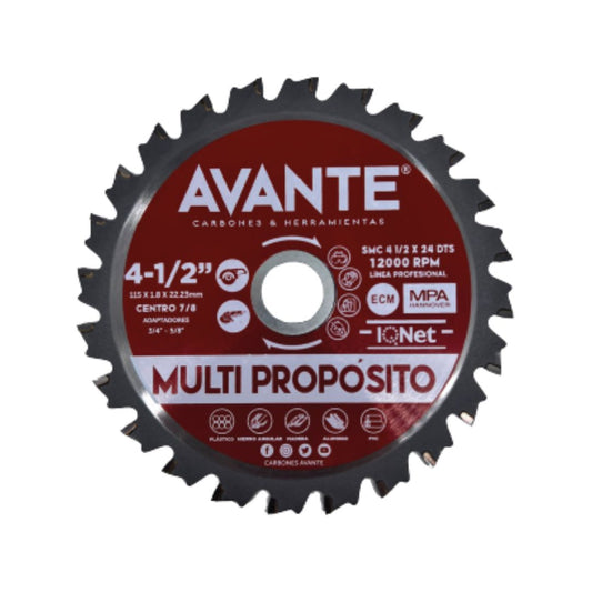 Sierra Avante Multi Propósito / Corte Plástico, Aluminio y Madera 4-1/2" 24 Dientes - 1 Pieza