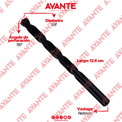 Broca Avante Alta Velocidad Acero M2 HSS 3/8" - Paquete 10 Piezas