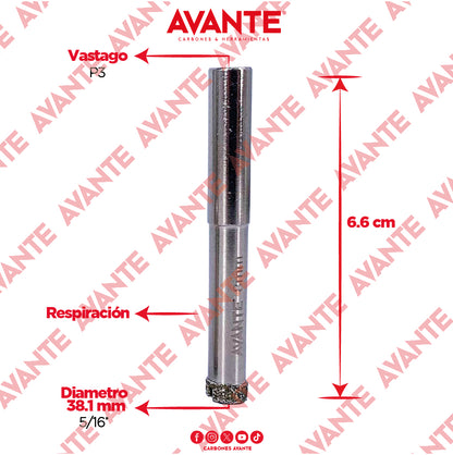 Broca Diamantada Avante 5/16" Con Vástago Redondo 1/4" - 1 Pieza