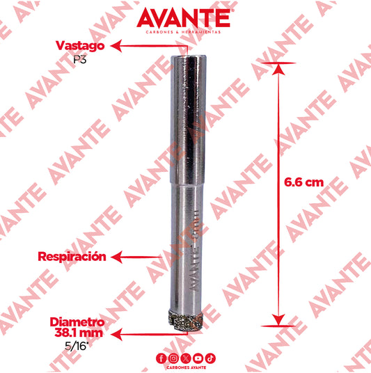 Broca Diamantada Avante 5/16" Con Vástago Redondo 1/4" - 1 Pieza