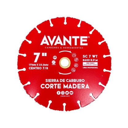 Sierra De Carburo Avante Corte Madera 7" Centro 7/8" WT - 1 Pieza
