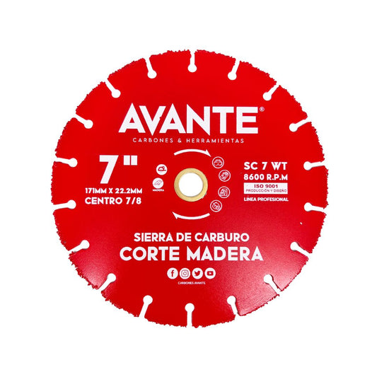 Sierra De Carburo Avante Corte Madera 7" Centro 7/8" WT - 1 Pieza