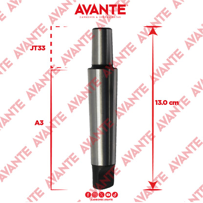 Árbol Adaptador Avante Cono Morse 3 a Cono JT33 (126 mm) - 1 Pieza