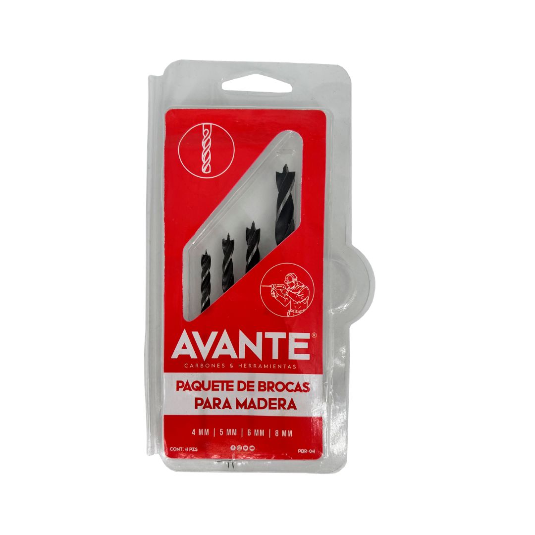 Paquete de Brocas Avante Para Madera HCS (4 a 8 mm) - 4 Piezas