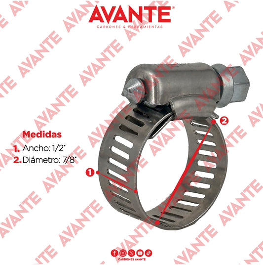 Abrazadera Sin Fin Avante Acero Inoxidable 1/2" a 7/8" - Paquete 100 Piezas