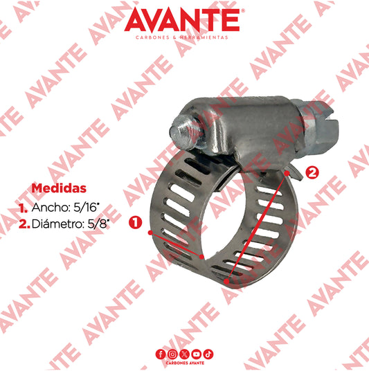 Abrazadera Sin Fin Avante Acero Inoxidable 5/16" a 5/8" - Paquete 100 Piezas