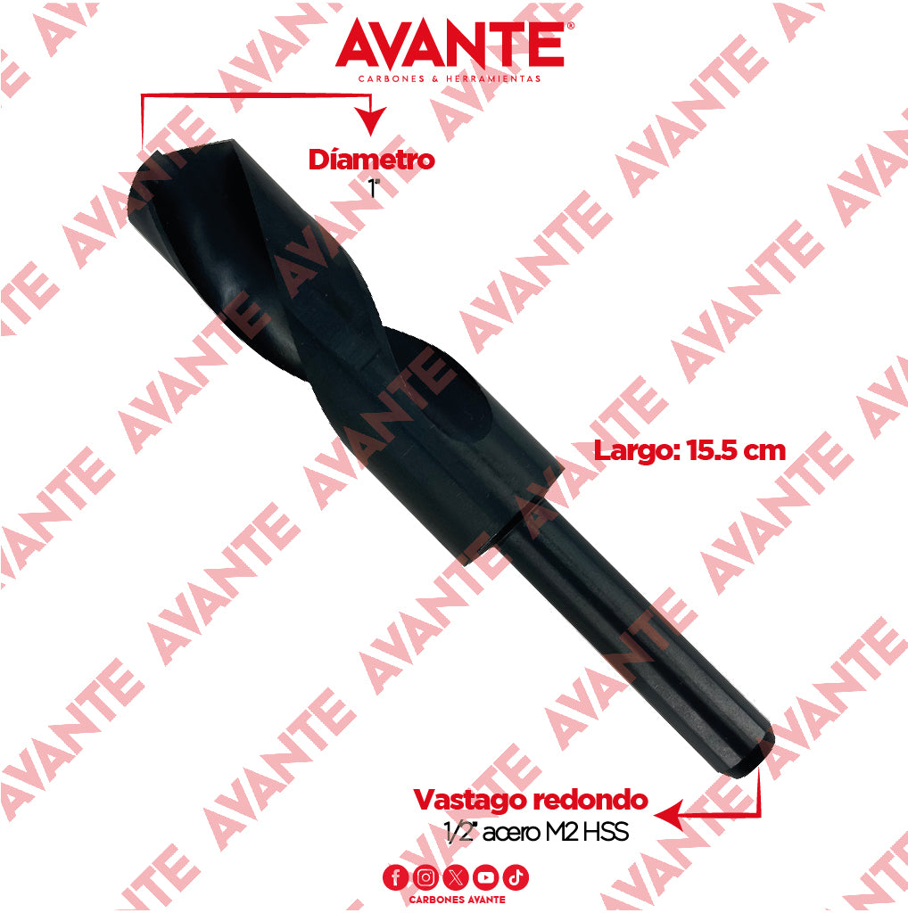 Broca Avante Alta Velocidad 1" Acero M2 HSS- Zanco 1/2" - 1 Pieza