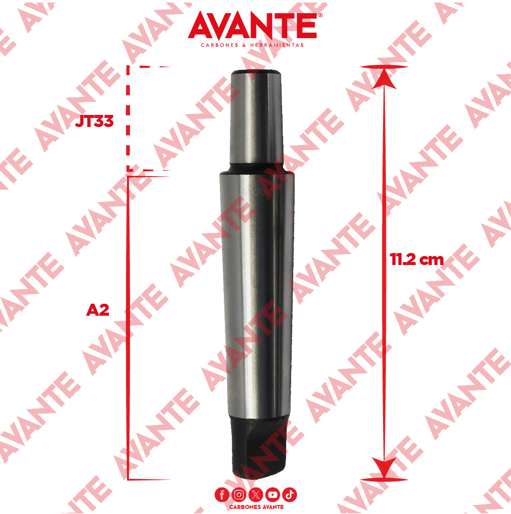 Árbol Adaptador Avante Cono Morse 2 a Cono JT33 (107 mm) - 1 Pieza