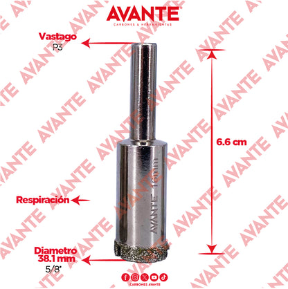 Broca Diamantada Avante 5/8" Con Vástago Redondo 1/4" - 1 Pieza