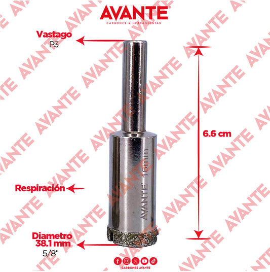 Broca Diamantada Avante 5/8" Con Vástago Redondo 1/4" - 1 Pieza