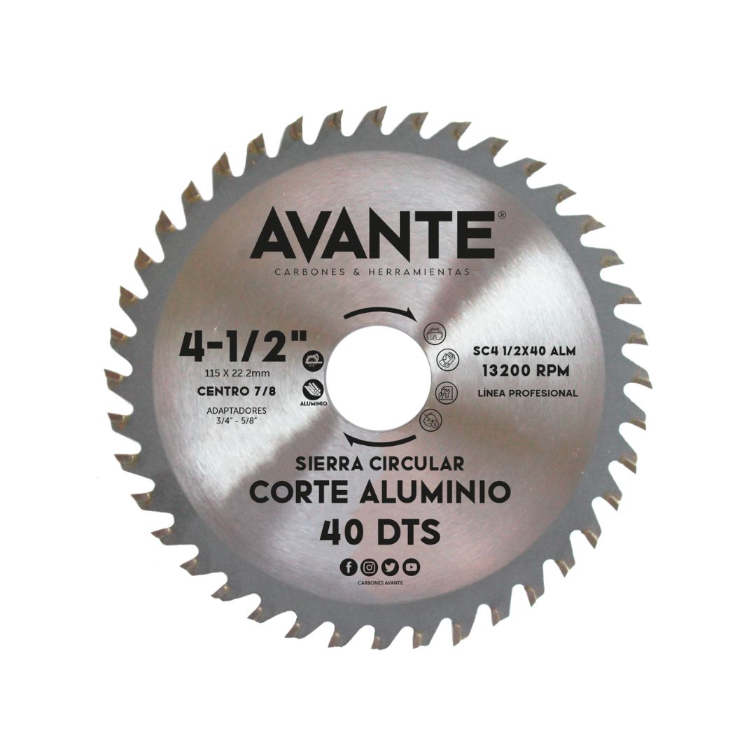 Sierra Circular Avante Corte de Aluminio 4-1/2" 40 Dientes (13200 RPM) - 1 Pieza