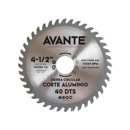 Sierra Circular Avante Corte de Aluminio 4-1/2" 40 Dientes (13200 RPM) - 1 Pieza