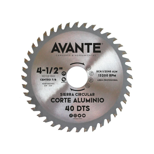 Sierra Circular Avante Corte de Aluminio 4-1/2" 40 Dientes (13200 RPM) - 1 Pieza