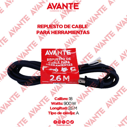 Repuesto de Cable Avante Para Herramienta 900W (Calibre 18 AWG) - 1 Pieza