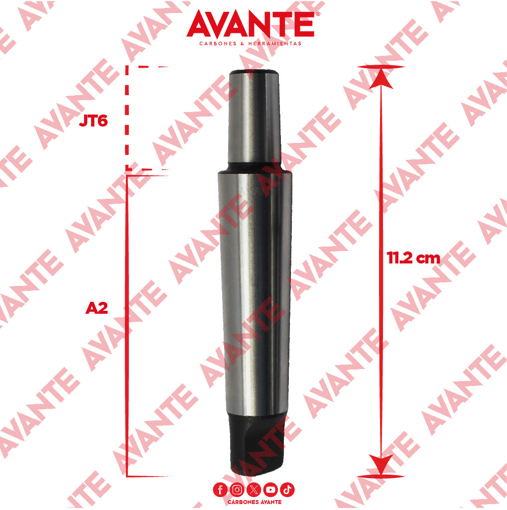 Árbol Adaptador Avante Cono Morse 2 a Cono JT6 (107 mm) - 1 Pieza