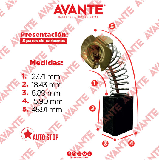 Carbones Avante Para Cortadora De Metales BOSCH (CAP-17) - Paquete 5 Pares