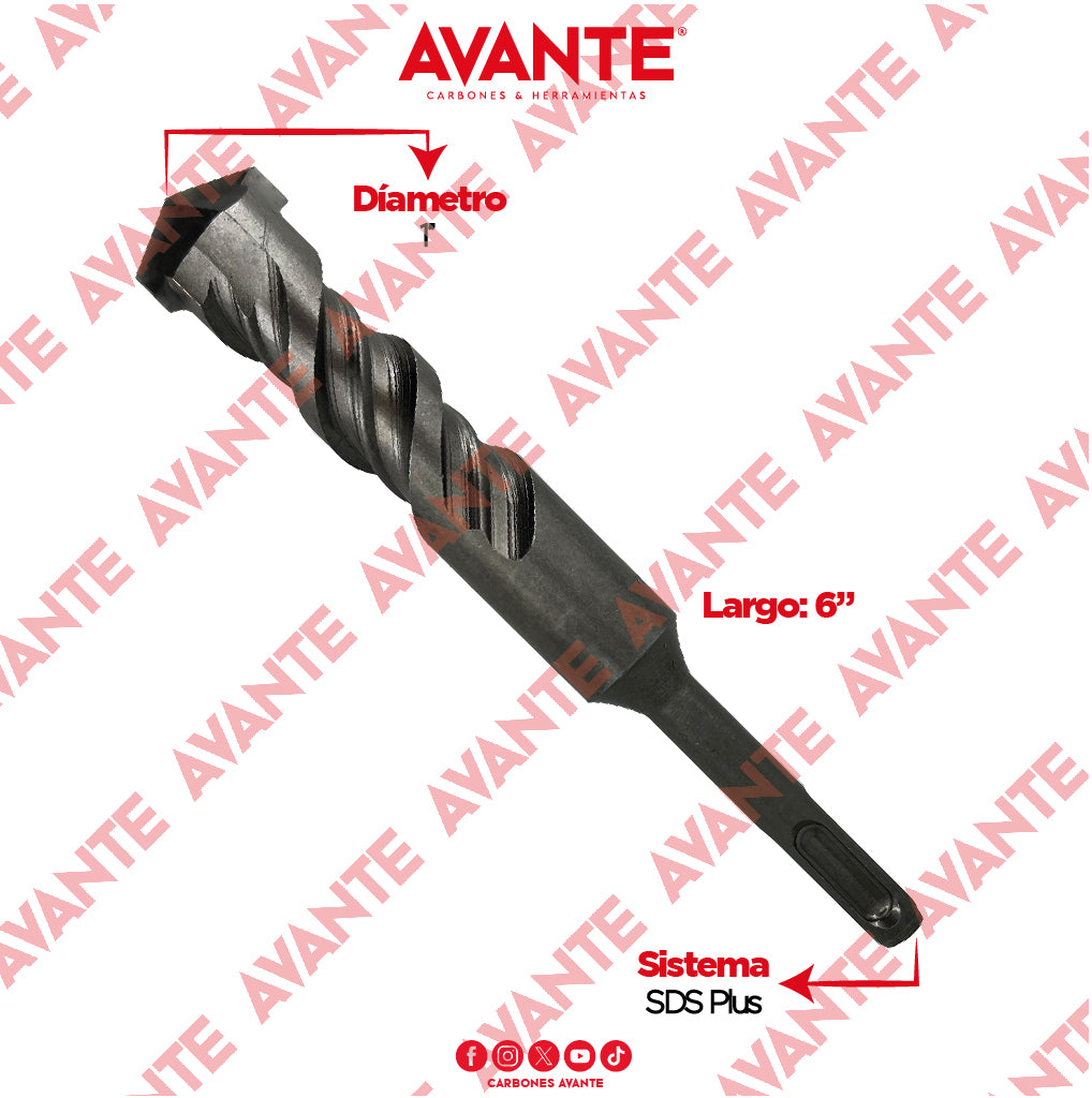 Broca Avante Profesional SDS Plus Para Concreto 1" x 6" - 1 Pieza