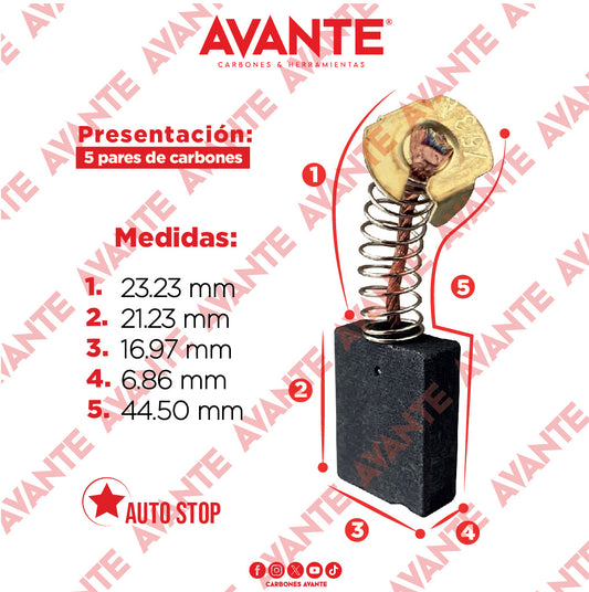 Carbones Avante Para Cortadora De Metales HITACHI (CAP-80)- Paquete 5 Pares