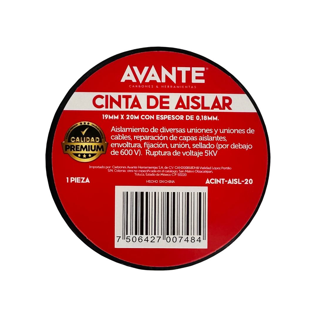 Cinta Avante De Aislar PVC 3/4" x 20m - Paquete de 10 Piezas
