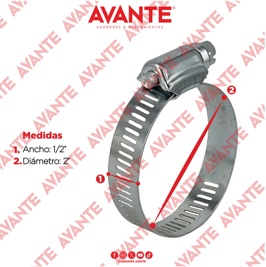 Abrazadera Sin Fin Avante Acero Galvanizado 1/2" a 2" - Paquete 100 Piezas