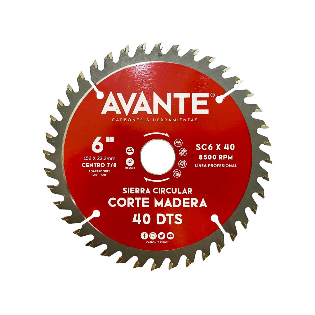 Sierra Circular Avante Para Madera 6" 40 Dientes (Carburo de Tungsteno) - 1 Pieza