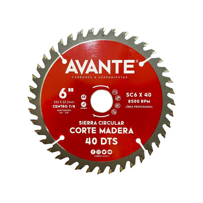 Sierra Circular Avante Para Madera 6" 40 Dientes (Carburo de Tungsteno) - 1 Pieza