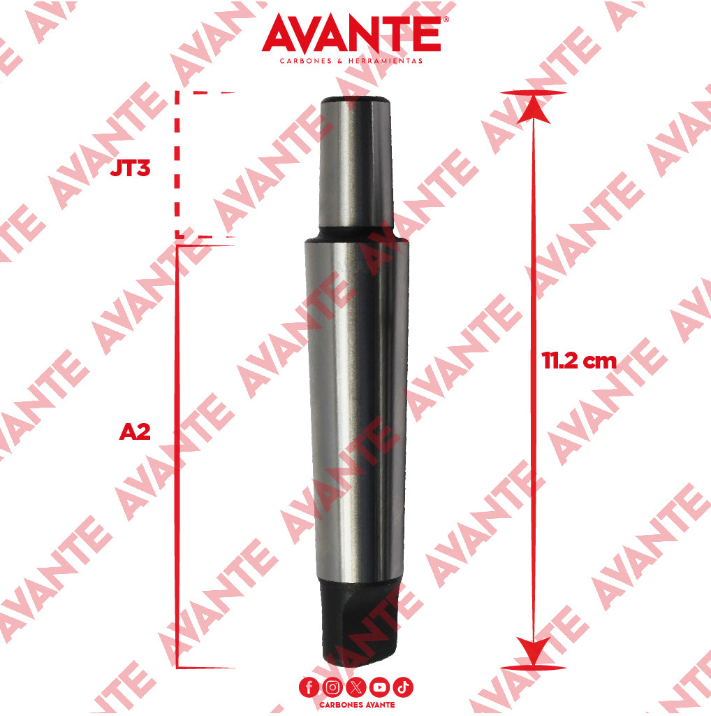 Árbol Adaptador Avante Cono Morse 2 a Cono JT3 (107 mm) - 1 Pieza