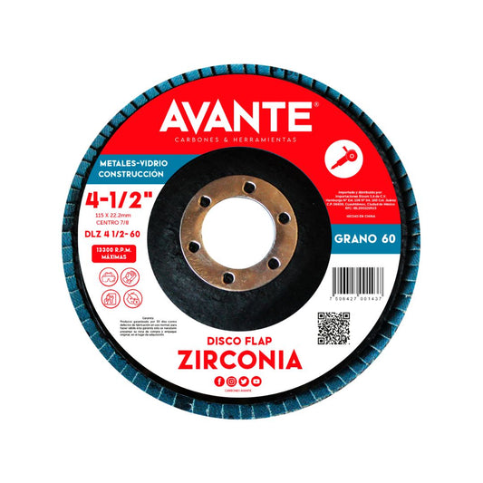 Disco Laminado Avante (Flap) Zirconia 4-1/2" Grano 60 - 1 Pieza