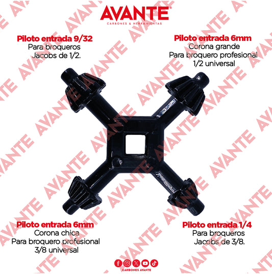 Llave 4 en 1  Avante Para Broquero Universal/Jacobs - 1 Pieza
