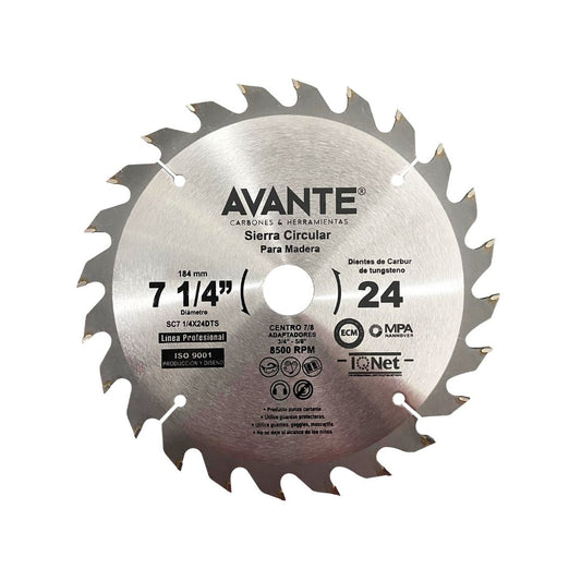 Sierra Circular Avante Para Madera 7-1/4" 24 Dientes (Carburo de Tungsteno) - 1 Pieza