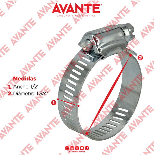 Abrazadera Sin Fin Avante Acero Galvanizado 1/2" a 1 3/4" - Paquete 100 Piezas