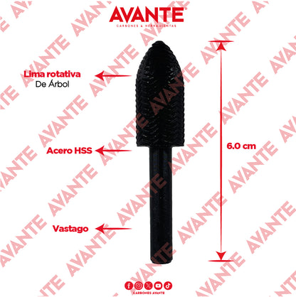 Lima Rotativa De Árbol Con Punta Avante Para Metal 1/2" x 1 3/16" Acero HSS - 1 Pieza