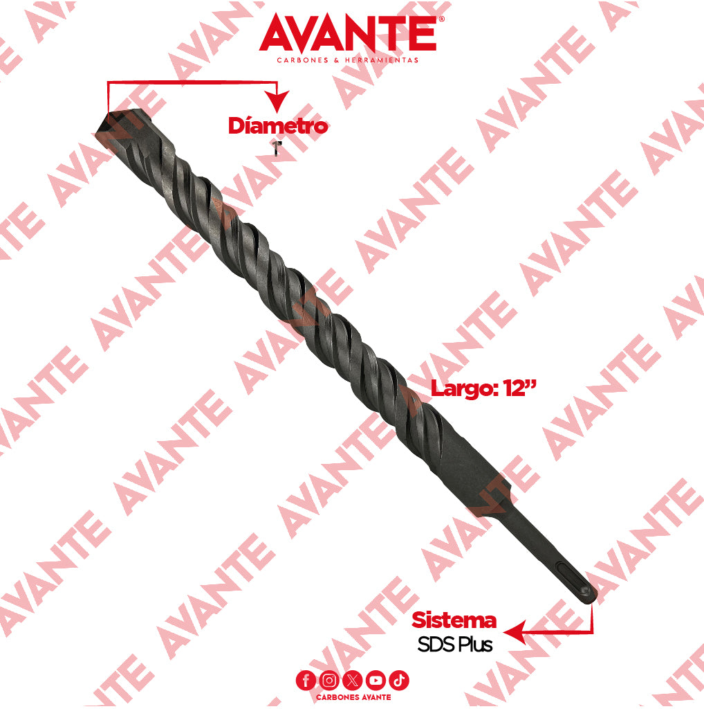 Broca Avante Profesional SDS Plus Para Concreto 1" x 12" - 1 Pieza