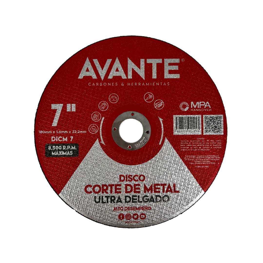 Disco Avante Ultra Delgado de Corte Para Metal 7"x 2.5mm (8600 RPM) - 1 Pieza