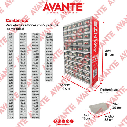Paquete Organizador De Carbones Avante Metálico Chico Modelos 0 Al 105 - 1 Kit