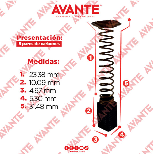 Carbones Avante Para Mototool Dremel (CAP-104) - Paquete 5 Pares