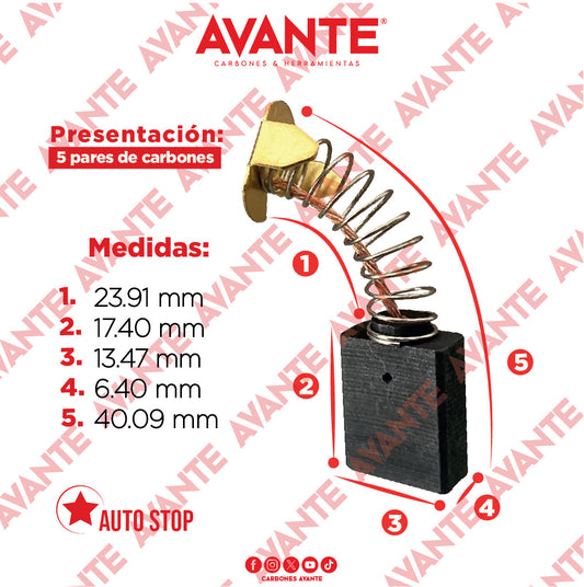 Carbones Avante Para Esmeriladora MAKITA (CAP-28) - Paquete 5 Pares